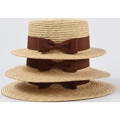 New Bowknot Natural Summer Hat Fedora Summer Beach Sun Hatflat top hat Wide Brim Straw Foldable Roll up Hat UPF 50