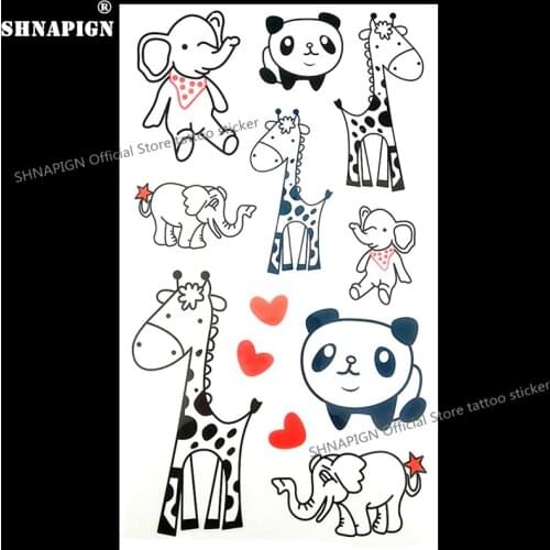 SHNAPIGN The Happy Zoo Giraffe Panda Elephant Child Temporary Body Art Flash Tato Sticker 10*17cm Waterproof Henna FREE SHIPPING