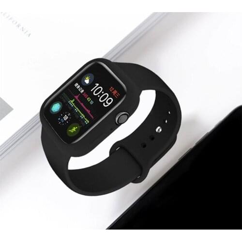 Case Strap for Apple Watch 6 Band 40mm 44mm Silicone Sport Bands Bumper for iWatch Series 6/5/4/SE Watchbands