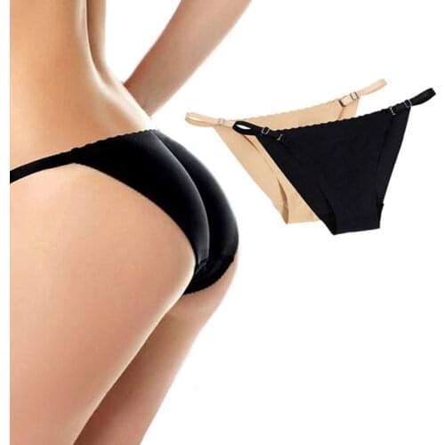 Women Thong Sponge pad Fake Ass Panty Hip Butt Lifter Underwear Bottom Push Up Adjusted Strap G-string Beathable Seamless Tanga