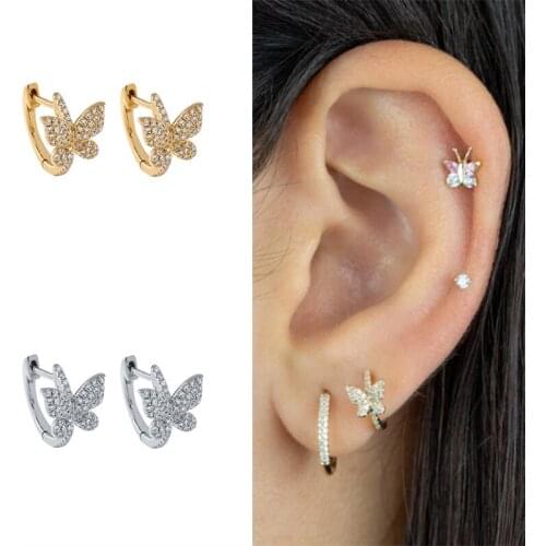 All-Match Butterfly Diamond Pendientes Plata 925 Sterling Silver Earring For Women Earrings Hoops Серьги 2021 Trend Vintage Aros