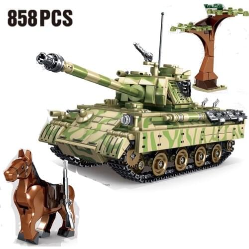 Military Series WWII Panther Tank Mini Horse DIY Model Soldier Action Figures Building Blocks Toys Gifts