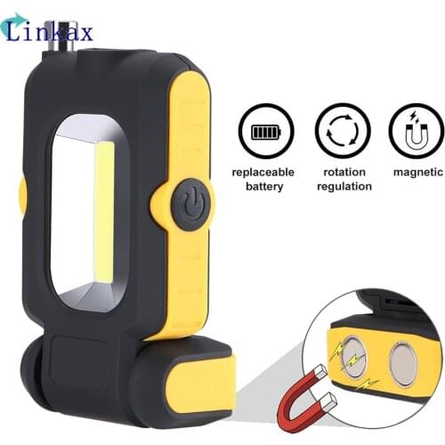 3 Mode COB Flashlight Torch Telescopic Magnetic Bar LED Work Light Magnetic COB Lanterna Lamp For Outdoor Camping Use 3 AAA