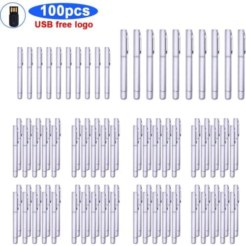 High speed bulk 100pcs free logo USB2.0 pen shape metal 8GB 16GB 32G 64GB 128GB Flash Drive pen drive usb stick pen drive u disk