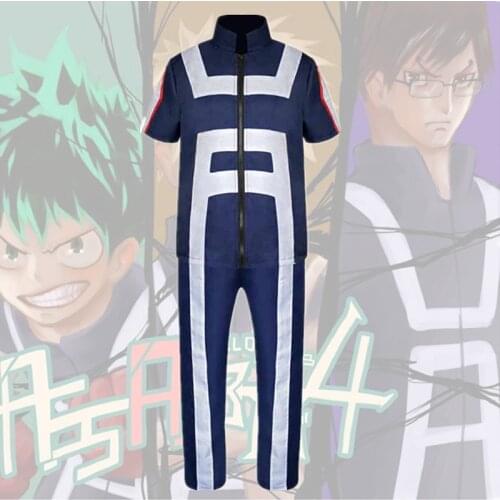 Adult My Hero Academia Boku No Hero Cosplay Costume Men Women School Uniform Sport Suit Tshirt Pants and Wig