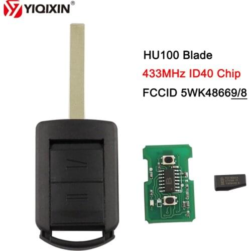 YIQIXIN 2 Button Remote Car Key 433.9Mhz Original ID40 Chip 5WK48668 For Opel Vauxhall Corsa C Meriva Astra Combo Agila Tigra