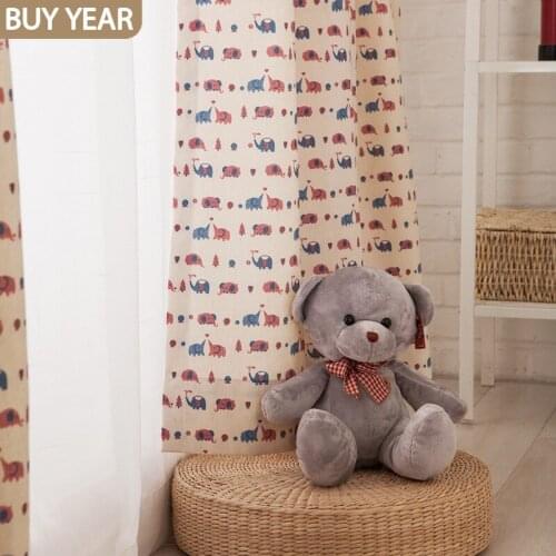Korean Style Curtains for Living Room Bedroom Cartoon Childrens Room Curtains Polyester Cotton Linen Fabric Printing Curtains