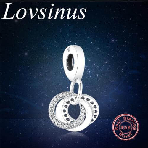 Fit Original Europe Charm Bracelets Genuine 925 Sterling Silver Dangle 3 Round Rings Charm Dangle DIY Women Jewelry Making Gift