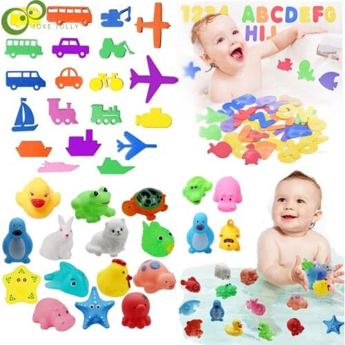 1Set Baby Bathroom Educational Bathing Toy Alphanumeric Letter EVA Puzzle Animals Fish Soft Rubber Water Bath Toys Kids Gift YJN