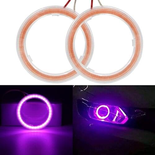 1 Pair Pink COB LED Angel Eyes with Shell Car Headlamp Bulbs Halo Ring Lights DRL Decoration 60/70/80/90/100/110/120/130/140mm