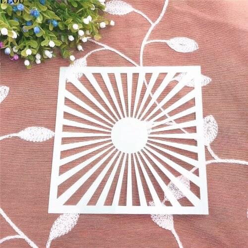 15*15 suns rays scrapbook stencils spray plastic mold shield DIY cake hollow Embellishment printing lace ruler Easter