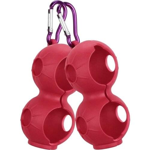 2 Pack Golf Ball Holder Soft Silicone Clip Red with Aluminum Hook Golf Accessories
