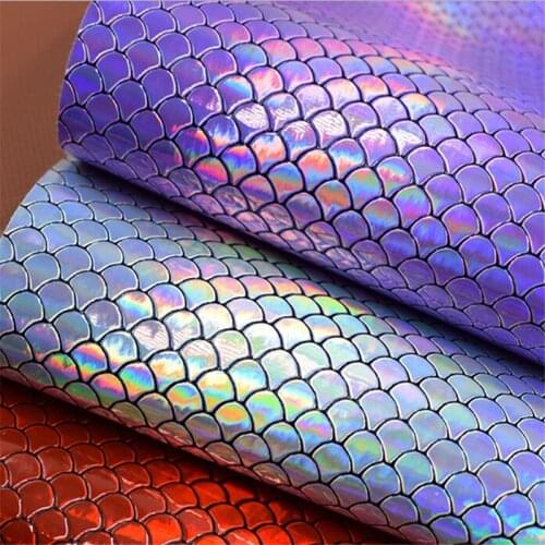 21*30CM Rainbow Color Glitter Mermaid Fabric Synthetic Leather Hair Bow Diy Decoration Crafts Apparel Sewing Clothes For Sewing