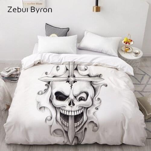 3D Duvet Cover 200x200/220x240,Comforter/Quilt/Blanket case Queen/King/Custom,Bedding Cross Skull ,drop ship