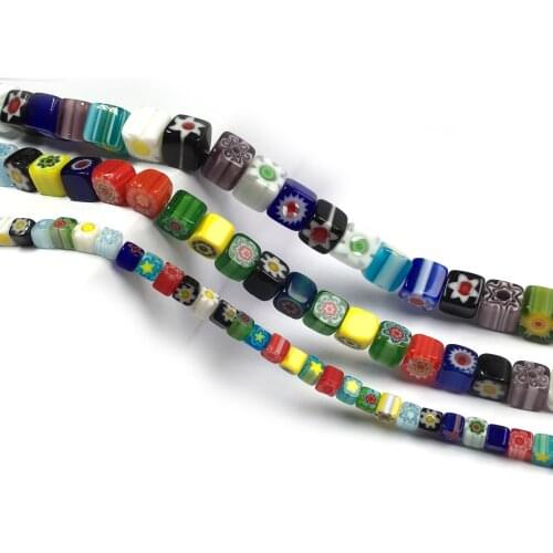 4/6/8 mm Lampwork Glazed Glass Beads Square Shape String Beads for Trendy Bracelet Necklace Jewelry Accessories Making DIY