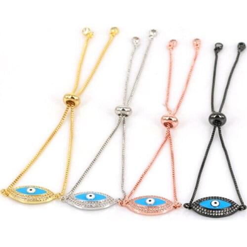 4pcs New Style Gold Evil Eye Bracelet Pave CZ Blue Eye Gold Chain Bracelet Fashion Charm Bracelets for Women DIY Jewelry