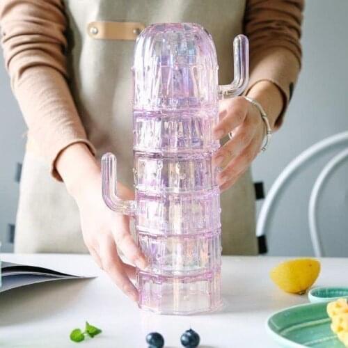 6 pieces of electroplated colorful cactus glass water cup set simple tea cup household glass cup