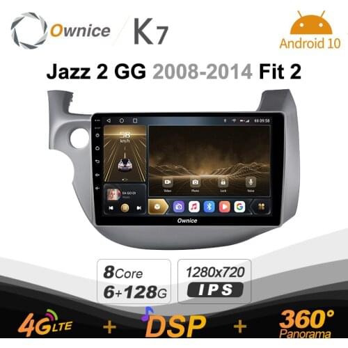 720P IPS Android 10.0 6G+128G 720P Car autoradio Multimedia for Honda Jazz 2 GG 2008 - 2014 Fit 2 radio system unit 360 4G LTE
