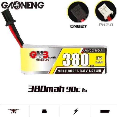 Original 1S HV 4.35V GNB GAONENG LiPo Battery 380mah 90C/180C With PH2.0/GNB27 For Tinyhawk Nanohawk FPV 4 axis UAV RC Drone