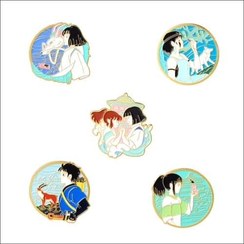 Anime Spirited Away Peripheral White Dragon Metal Enamel Brooch Pin Fashion Creative Cartoon Cute Souvenir Badge Jewelry Gift