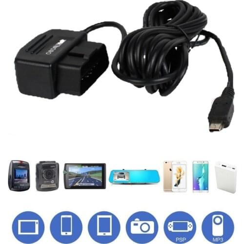 OLOPKY DC 12V/24V to 5V 2A 3.1M Car Charge Cable Mini / Micro USB Hardwire Cord Auto Charging for Dash Cam Camcorder Vehicle DVR