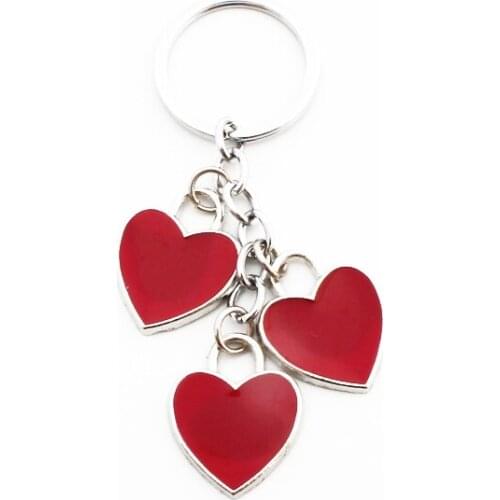 FREE SHIPPING BY DHL 100pcs/lot Newest Fashion Metal Red Heart Keychains Zinc Alloy Heart Shaped Keyrings for Women Gifts