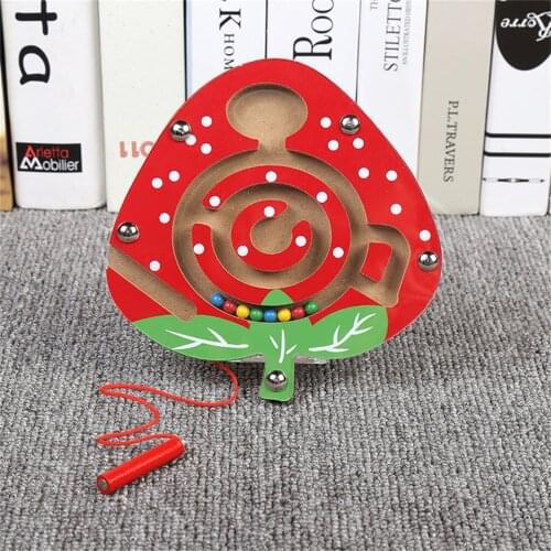 Children Magnetic Maze Toy Kids Wooden Puzzle Game Toy Kids Early Educational Brain Teaser Wooden Toy Intellectual Jigsaw Board
