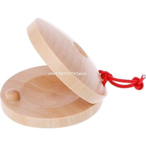 77JE Wooden Castanets Wood Percussion Flamenco Musical Instrument Kids Children Toys