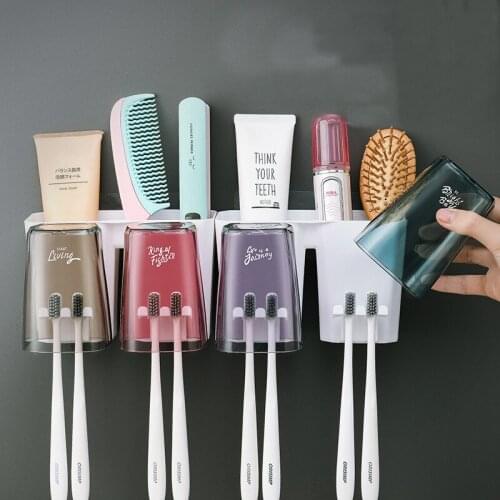 Toothbrush Holder Bathroom Wall-mounted Toothbrush Holder Fashion Diamond Water Cup Holder Nordic Simple Family Set