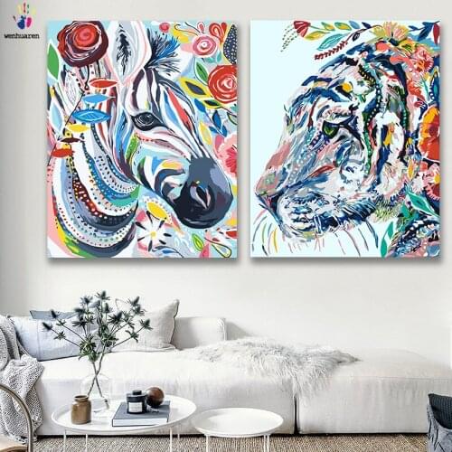 DIY colorings pictures by numbers with colors Colored animals bird frog picture drawing painting by numbers framed Home