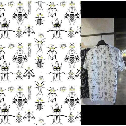 European and American Spring and Summer Brand Digital Printing Fabric White Dress Shirt High Fashion Custom Fabric