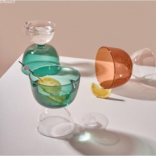 INS Wind High Temperature Resistant Creative Colored Glass Glass Glass Glass for Home Use Japanese Yoghurt Ice Cream Juice Cup