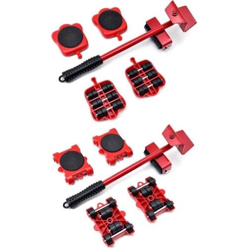 Furniture Mover Tool Transport Lifter Heavy Stuffs Moving 4 Wheeled Roller with 1 Wheel Bar Set Professional Device