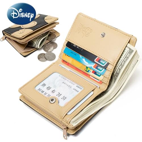 2021 Disney New Cute Ladies Wallet Short Buckle Cartoon Anime Mickey Folding Large Capacity Card Holder Childrens Coin Purse