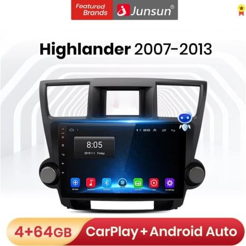 Junsun V1 Pro 4G+64G Android 10 4G CarPlay Multimedia Player For Toyota Highlander 2007 - 2013 Car Radio GPS no 2din 2 din dvd