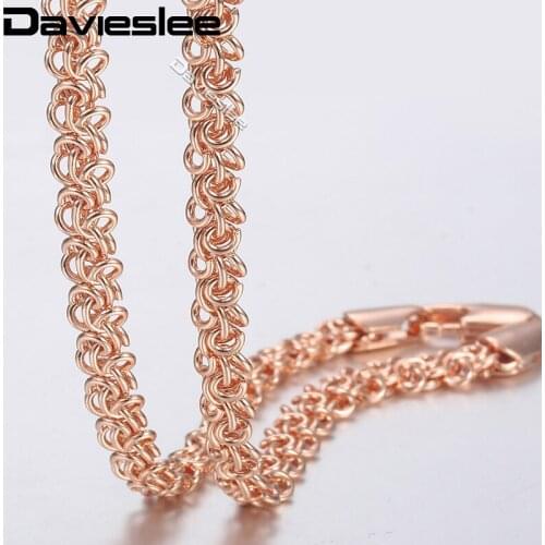 Davieslee Mens Womens Necklace White Yellow Rose Gold Filled Chain Swirl Link Wholesale Jewelry 5/6mm LGN223
