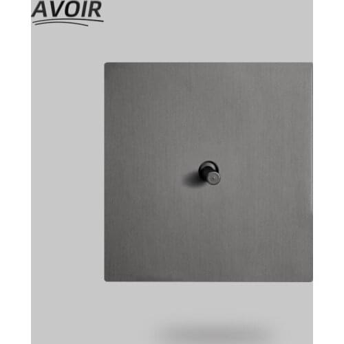 Avoir Wall Light Switch Retro Toggle Switch Gray Stainless Steel Panel Socket With USB EU French Plugs 1 2 3 4 Gang 2 Way Dimmer