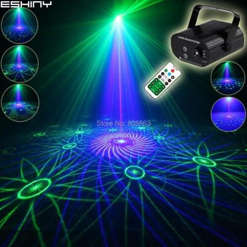 ESHINY NEW MINI G&B Laser 24 Patterns Projector Remote Blue LED Club Bar DJ Dance Xmas Disco Home Party Stage Lights Show T146D3