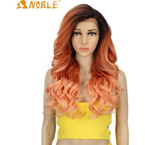 Noble girl Synthetic Lace Wig Pink Rainbow Blonde Orange Wig for Black Women 22inches 150% Density Natural Look Heat Resistant