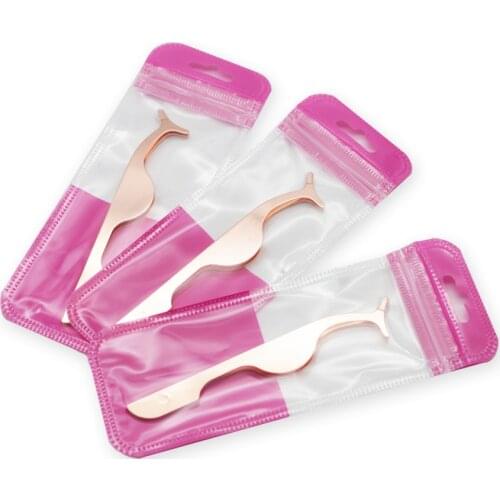 Eyelash Tweezers Bulk Rose Gold With Packaging Bags Custom Private Label Tweezers Wholesale In Bulk Lash Applicator Tools