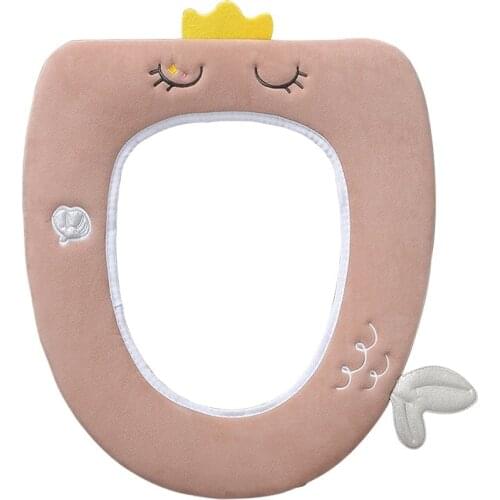 Bathroom Toilet Seat with Handle Closestool Washable Soft Winter Warmer Mat Pad Cushion O-shape Toilet seat Bidet Covers