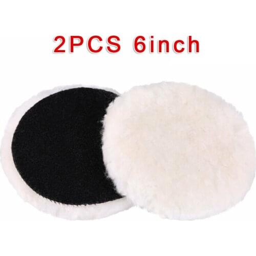 A Pack Of 2 5/6/7 Inch Wool Polishing Pads. The Hood Is Polished On The Bumper Of The Car. High Quality Strong Cleaning Power