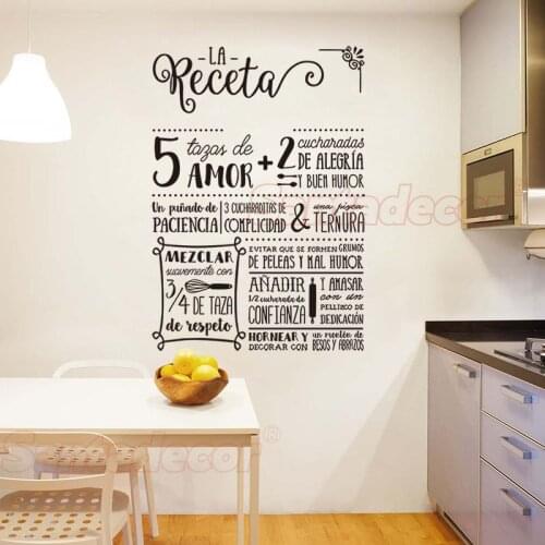 Stickers La Receta Design Vinyl Wall Decal Mural Art Wallpaper Kitchen Home Decor House Decoration Poster 51 cm x 73 cm