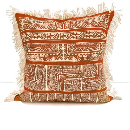 Burnt Orange Color Aztec Bohemian Fringed Pillow decorate Case 2021 New Cushion High Quality Home Decoration Sofa chair Accessory