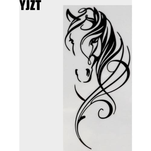 YJZT 7.3CM*16.1CM Horse Fashion Creative Car Door Car Sticker Decoration Pattern Vinyl Decal Black/Silver C4-2574