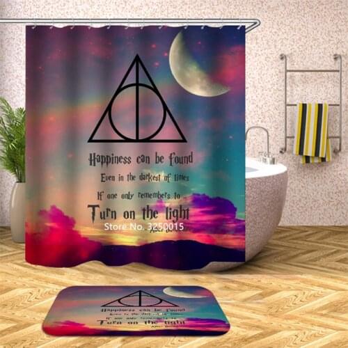 Purple Sunset Blue Starry Sky Star Shower Curtain Bathroom Partition Waterproof and Mildew Proof Hook Washable Home Decoration