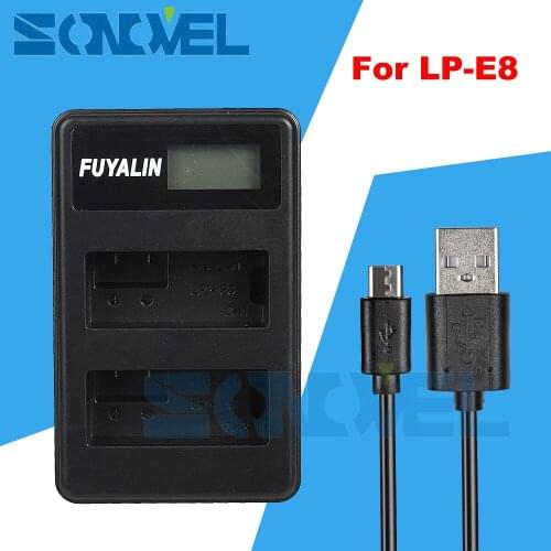 LPE8 LP-E8 USB LCD Dual Battery Charger For Canon Rebel T5i T4i T3i T2i 700D 650D 600D 550D LC-E8C