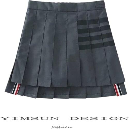 Four-stripe tbb skirt female wild a-line skirt 2020 new summer Korean version of high waist pleated skirt thin skirt