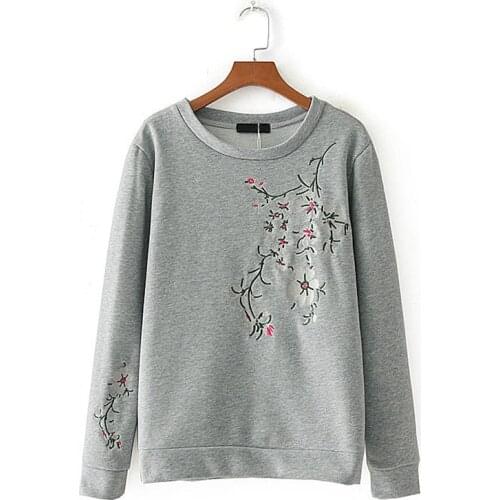 Bella Philosophy 2018 winter women knitted long sleeve pullover solid floral O Neck female casual embroidery fashion sweatshirt