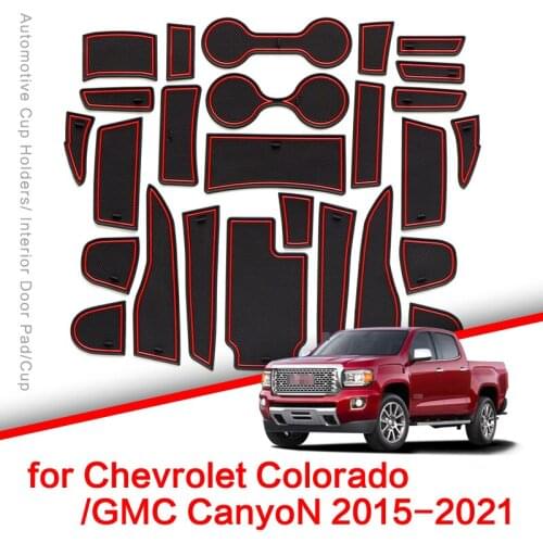 Anti-Slip Gate Slot Cup Mat for Chevrolet Colorado GMC Canyon 2015-2021 Non-slip Pad Accessories Internal slot mat sticker